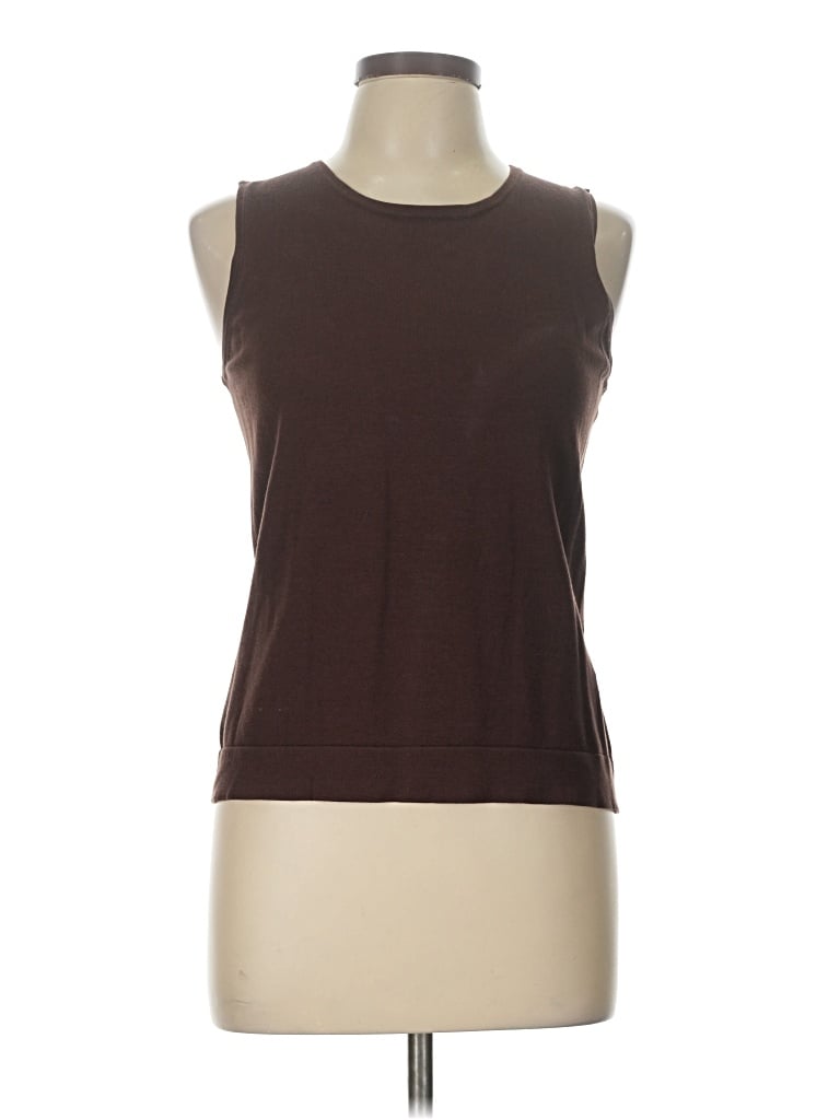 Pre-owned August Silk Sweater Vest In Brown