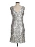 Scarlett Nite 100% Polyester Metallic Silver Cocktail Dress Size 8 - photo 2