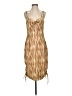 Backyard Roses Stripes Tan Cocktail Dress Size S - photo 1