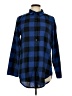 North Beach Leather 100% Polyester Checkered-gingham Blue Long Sleeve Blouse Size L - photo 1