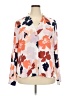 Halogen 100% Polyester Floral Orange Long Sleeve Blouse Size 2X - photo 1