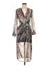 Topshop 100% Polyester Print Gray Cocktail Dress Size 6 (petite) - photo 1