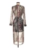 Topshop 100% Polyester Print Gray Cocktail Dress Size 6 (petite) - photo 2