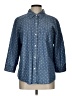 Karen Scott Polka Dots Blue 3/4 Sleeve Button-Down Shirt Size L (estimated) - photo 1