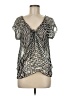 Pookie & Sebastian 100% Polyester Silver Black Short Sleeve Blouse Size M - photo 1
