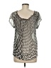Pookie & Sebastian 100% Polyester Silver Black Short Sleeve Blouse Size M - photo 2
