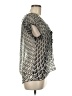 Pookie & Sebastian 100% Polyester Silver Black Short Sleeve Blouse Size M - photo 4