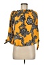 Express 100% Polyester Floral Yellow 3/4 Sleeve Blouse Size M (estimated) - photo 1