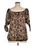 Allison Taylor 100% Polyester Animal Print Brown 3/4 Sleeve Blouse Size XL - photo 2