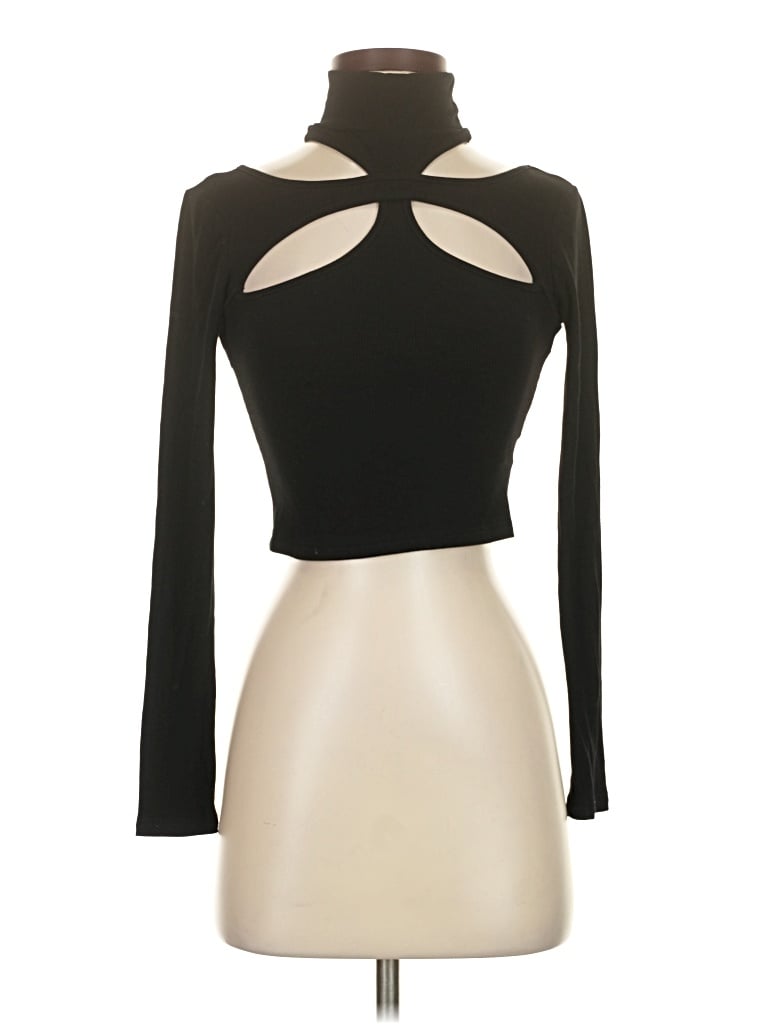 Pre-owned H:ours Long Sleeve Top Black Keyhole Neckline Tops