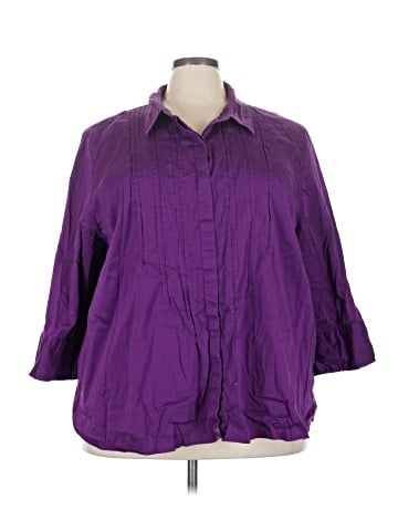 Maggie Barnes for Catherines 3/4 Sleeve Button-Down Shirt (view 1)