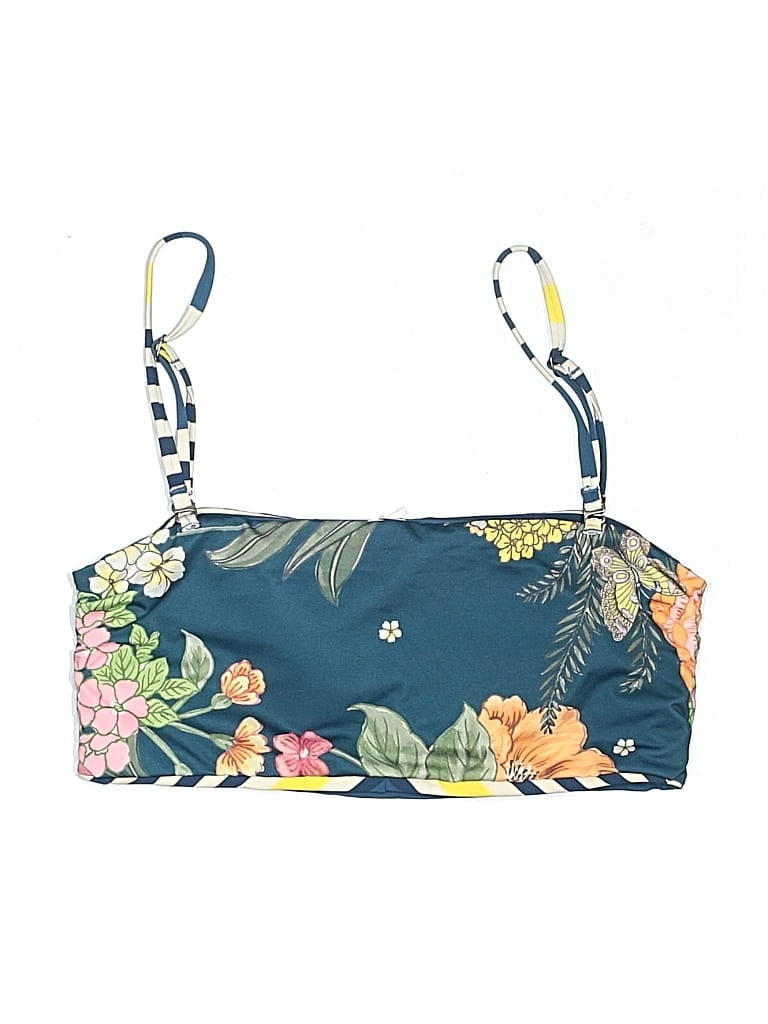 Pre-owned Maaji Swimsuit Top Blue Floral Pattern Swimwear