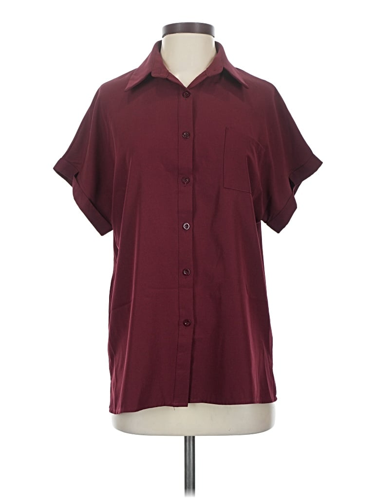 Pre-owned Hotouch Short Sleeve Blouse In Burgundy