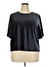 TeXTURE & THREAD Madewell Metallic Black Short Sleeve Top Size 2X - photo 1
