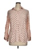 Talbots 100% Rayon Hearts Pink Long Sleeve Blouse Size XL - photo 1