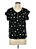 Vintage Rose Hearts Black Short Sleeve Blouse Size L - photo 1