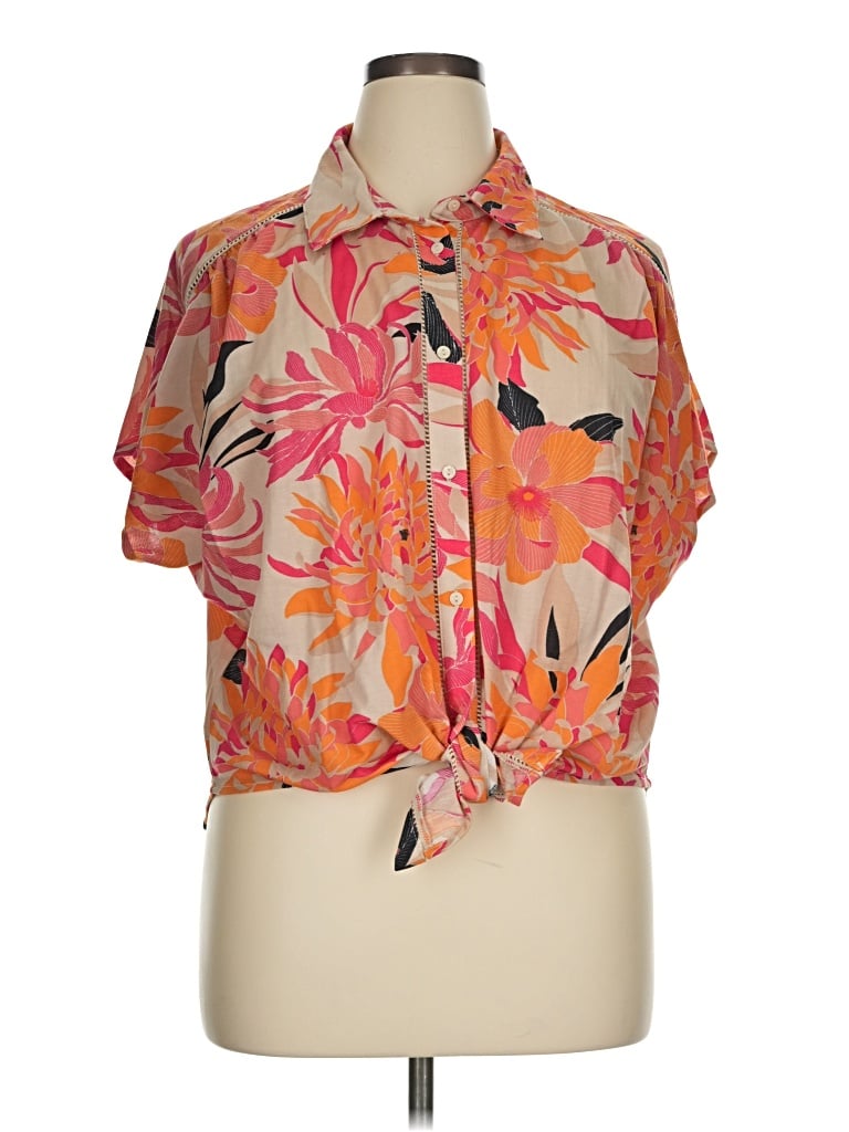 Pre-owned Tribal Short Sleeve Blouse In Orange