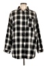 Unbranded Plaid Black 3/4 Sleeve Button-Down Shirt Size L - photo 1