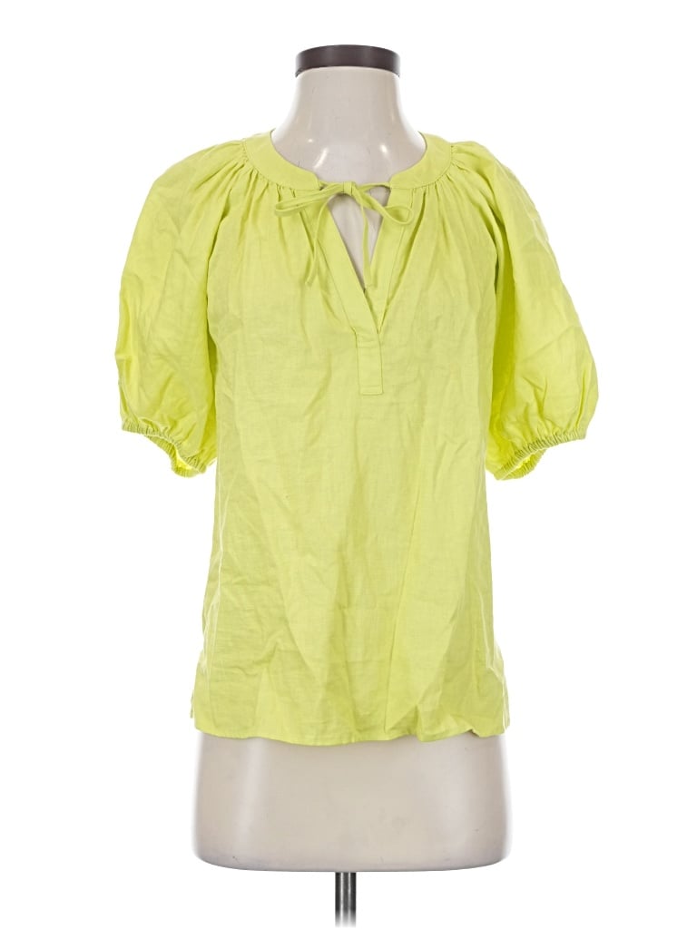 Pre-owned Ann Taylor Loft Short Sleeve Blouse In Yellow