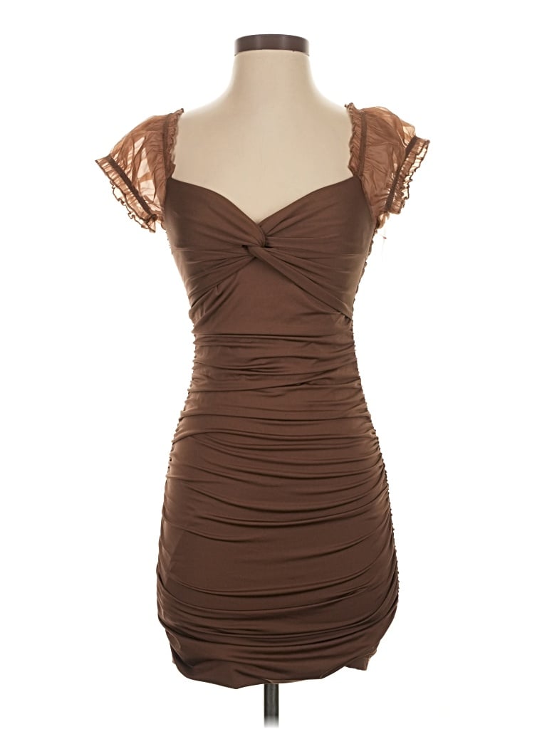 THATSSOFETCH Cocktail Dress: Brown Dresses - Size Small