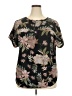 Unbranded 100% Polyester Floral Black Short Sleeve T-Shirt Size XXL (estimated) - photo 1