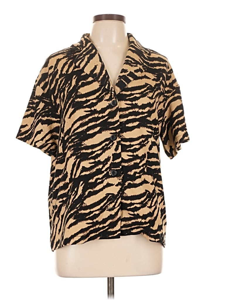 Pre-owned Cider Short Sleeve Blouse In Brown