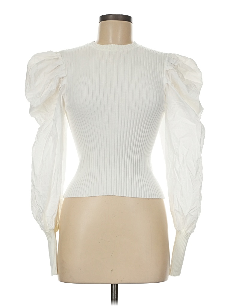 Pre-owned Zara Long Sleeve Top Ivory Turtleneck Tops
