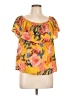Lily White Yellow Short Sleeve Blouse Size L - photo 1