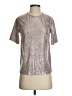 Monteau 100% Polyester Metallic Silver Short Sleeve Top Size S - photo 1