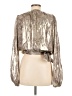 Ramy Brook Metallic Silver Long Sleeve Silk Top Size M - photo 2