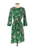 New Look 100% Polyester Floral Green Casual Dress Size 2 - photo 1