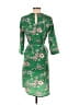 New Look 100% Polyester Floral Green Casual Dress Size 2 - photo 2