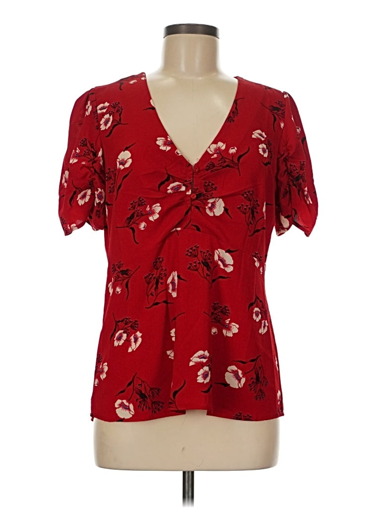 Pre-owned Mango Short Sleeve Blouse In Red