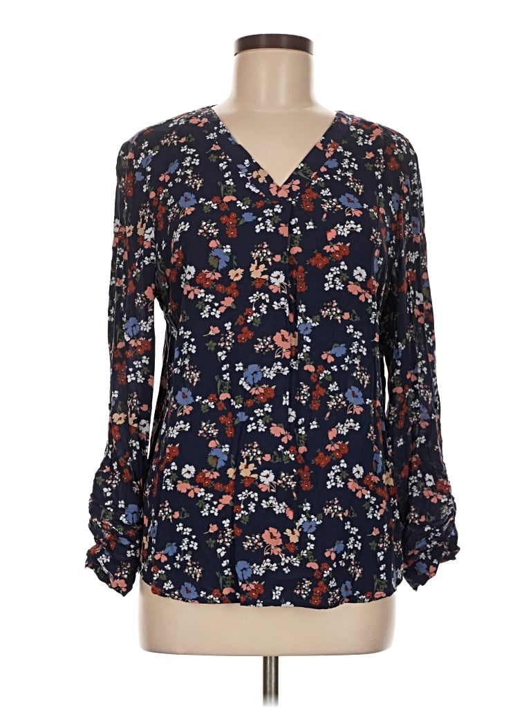 Pre-owned Fred David Long Sleeve Blouse In Blue