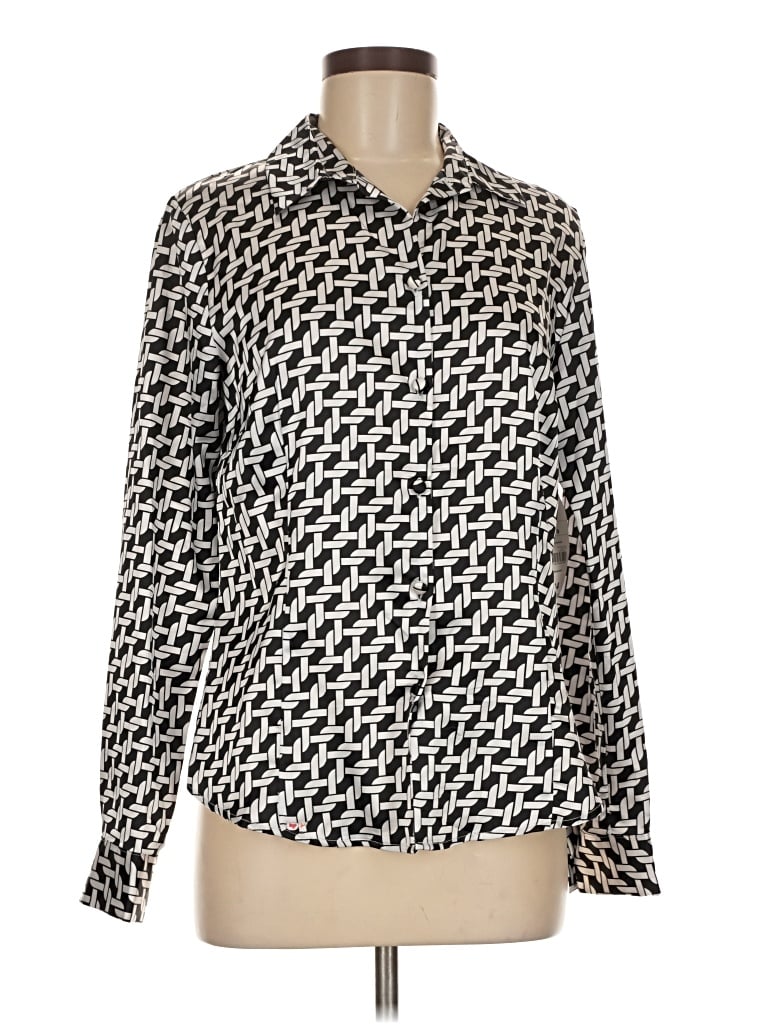 Pre-owned George Long Sleeve Blouse In Silver