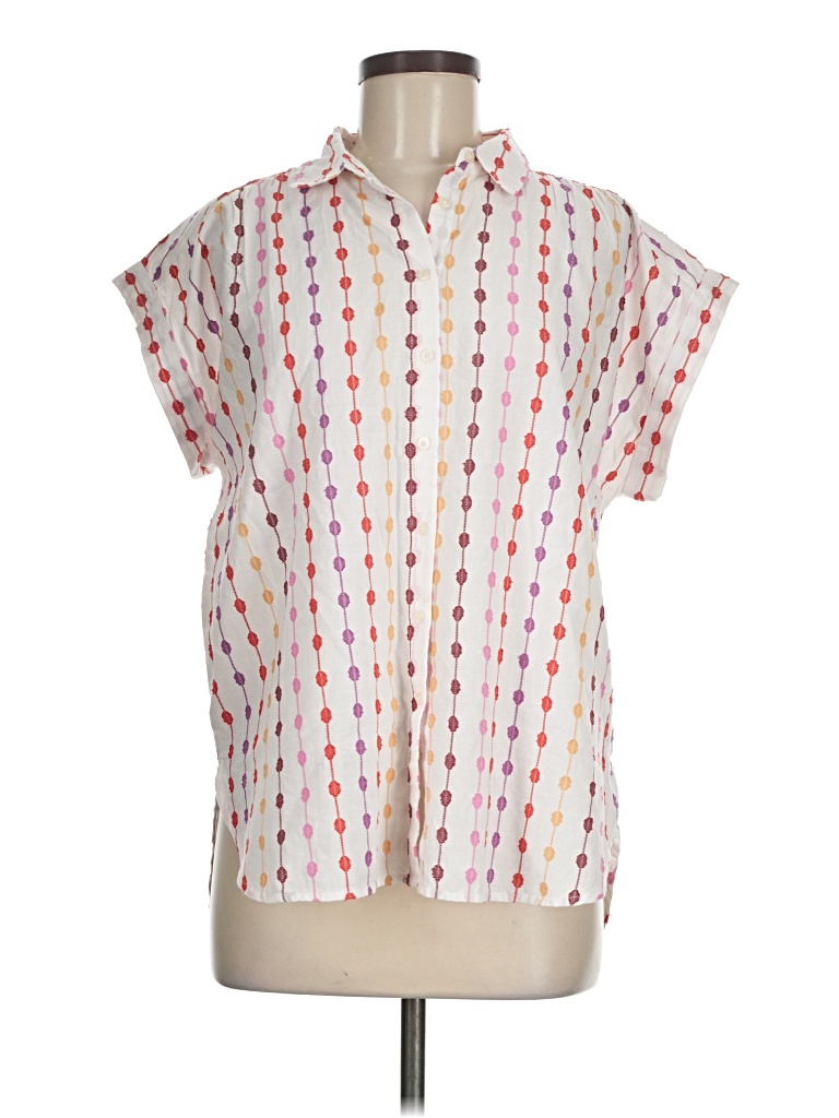 Pre-owned Ann Taylor Loft Short Sleeve Blouse In White
