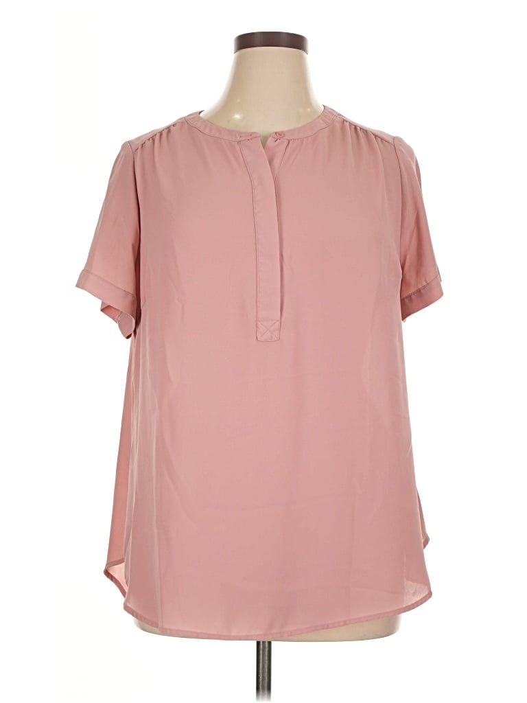Pre-owned Evri Short Sleeve Henley Shirt In Pink