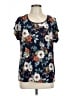 Lavish Floral Blue Short Sleeve Blouse Size L - photo 1