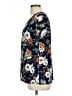 Lavish Floral Blue Short Sleeve Blouse Size L - photo 5