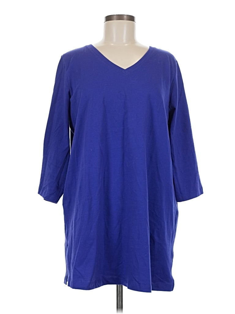 Pre-owned Woman Within 3/4 Sleeve T-shirt In Blue
