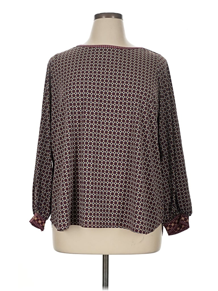 Max Studio Long Sleeve Blouse In Burgundy