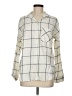 Old Navy 100% Cotton Plaid Ivory Long Sleeve Blouse Size M - photo 1