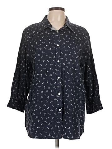 Chaps 3/4 Sleeve Button-Down Shirt (view 1)