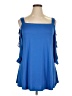 Rose Gal 100% Polyester Blue 3/4 Sleeve Top Size 1X - photo 1