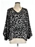 Vine & Love 100% Polyester Animal Print Black 3/4 Sleeve Blouse Size L - photo 1