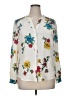 Unbranded 100% Silk Floral Ivory Long Sleeve Silk Top Size L (estimated) - photo 1