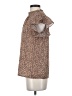 Solutions 100% Polyester Animal Print Brown Short Sleeve Blouse Size S - photo 5