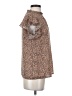 Solutions 100% Polyester Animal Print Brown Short Sleeve Blouse Size S - photo 4