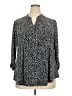 Roz & Ali Chevron-herringbone Black Silver Long Sleeve Blouse Size 2X - photo 1