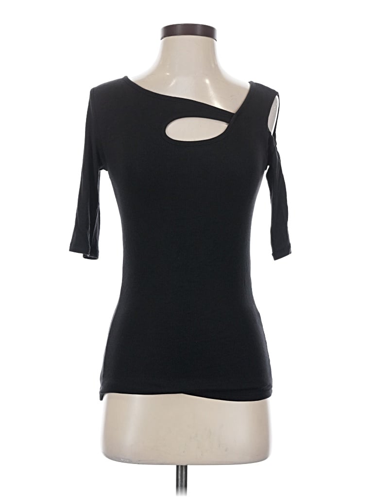 Pre-owned Goldray 3/4 Sleeve Top Black Keyhole Neckline Tops